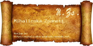 Mihalicska Zsanett névjegykártya